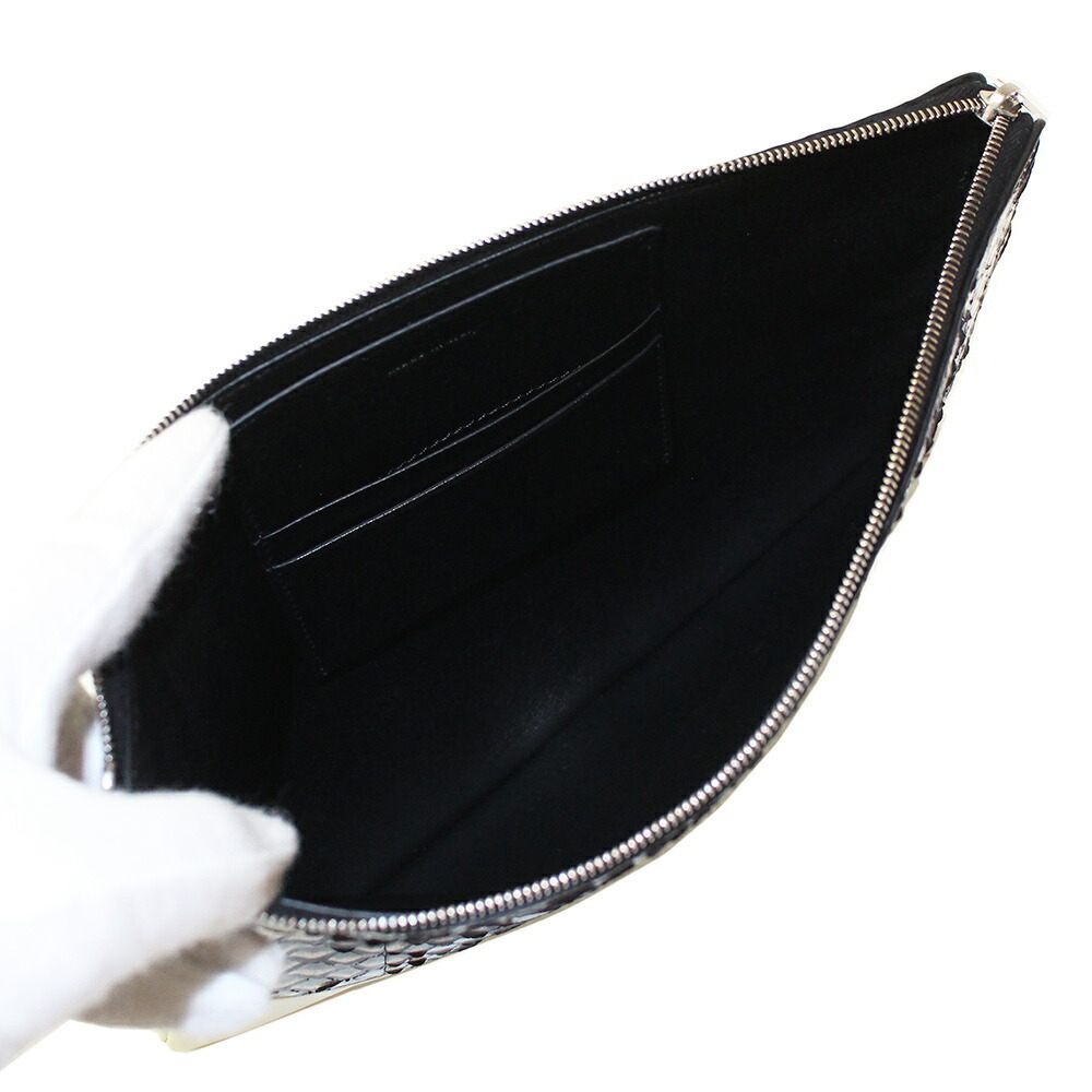 Celine Solo Clutch Pouch Bag two tone lambskin leather snakeskin python white - Picture 3 of 10